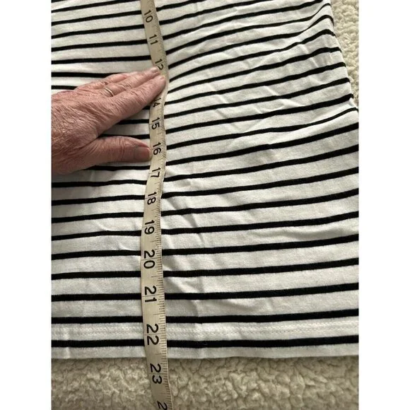 Madewell Womens Cotton Perfect Striped Crewneck Tee in White/Black NS582 - Picture 8 of 8